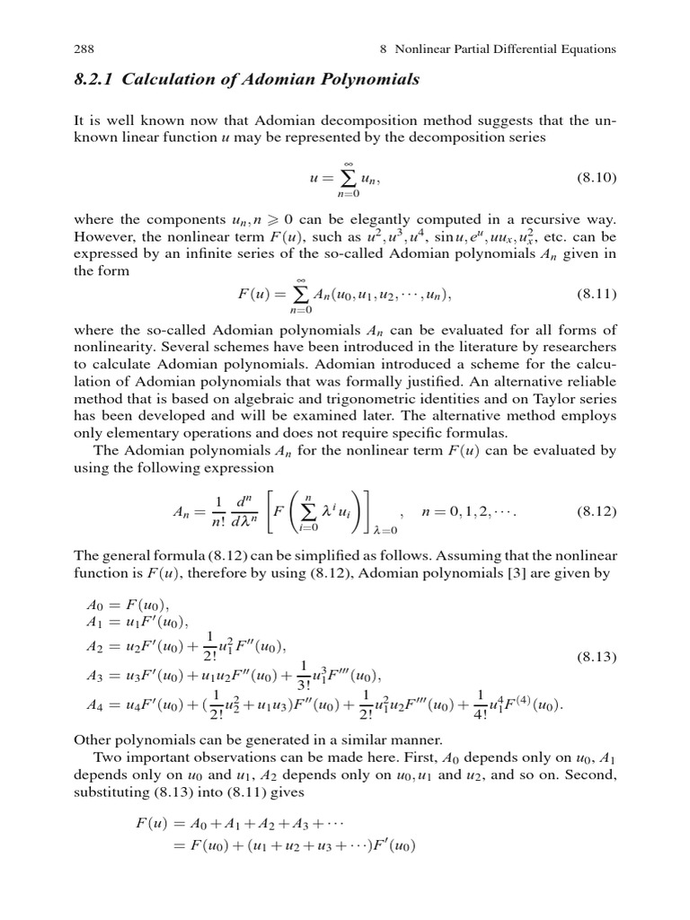 Adomian Polynomials Calculation Guide | PDF | Nonlinear System | Polynomial