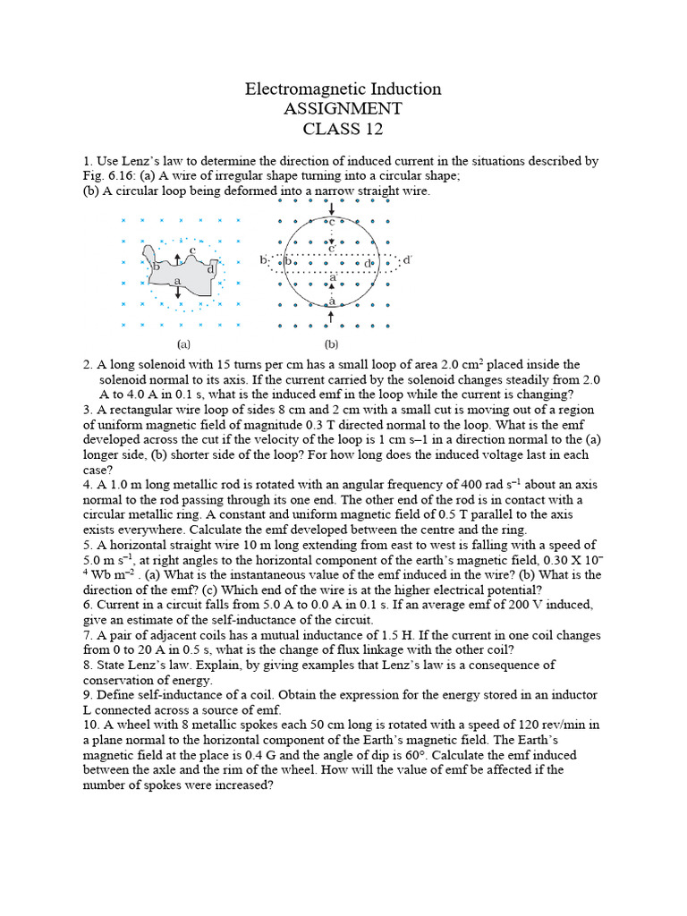 Electromagnetic Induction Assignment | PDF | Inductance | Inductor