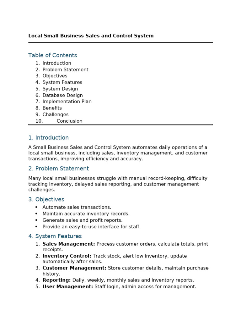 Local Small Business Sales System | PDF