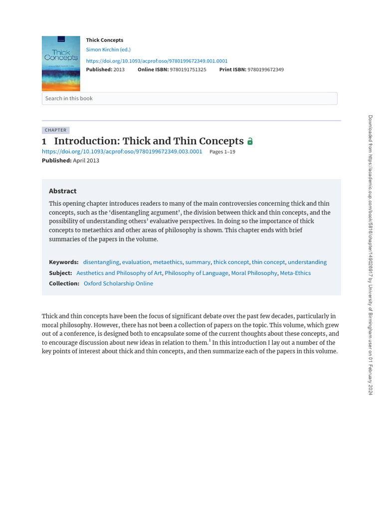 Understanding Thick and Thin Concepts | PDF | Concept | Reason