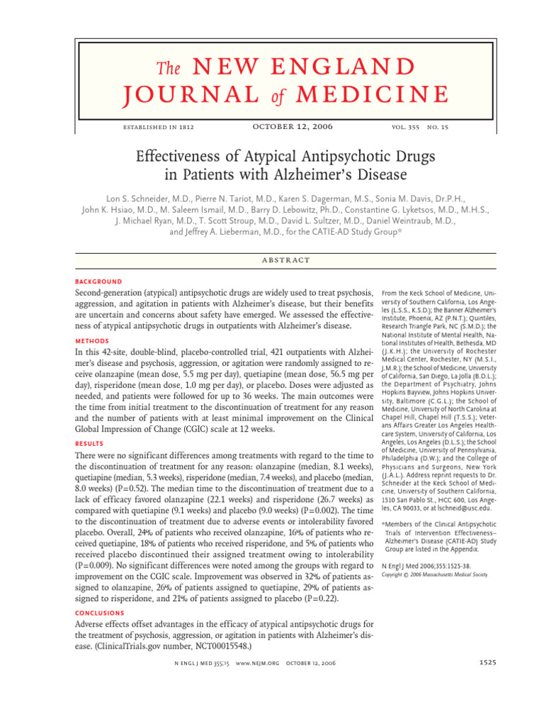 Effectiveness of Atypical Antipsychotic Drugs in AD | PDF ...