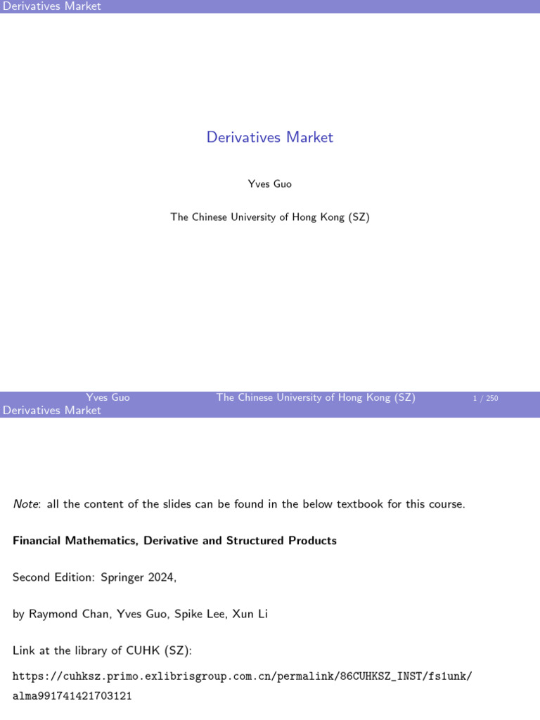 Derivatives Market (CUHK-SZ) | PDF | Repurchase Agreement | Bonds (Finance)