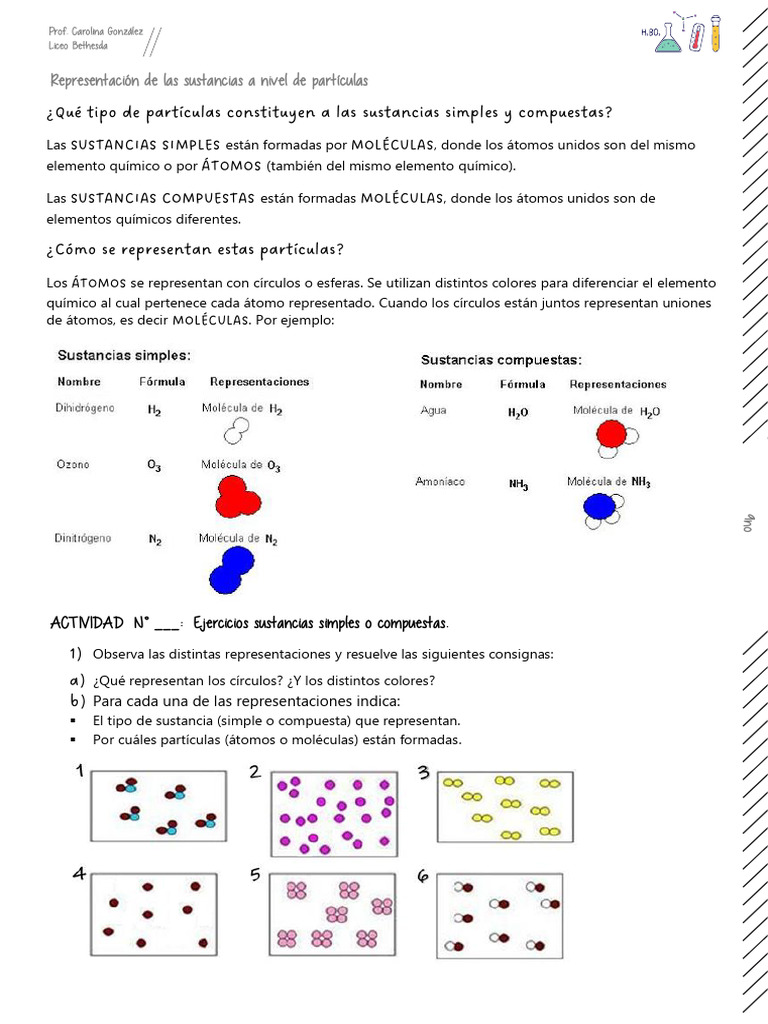 Partículas en Sustancias Simples y Compuestas | PDF | Sustancias ...