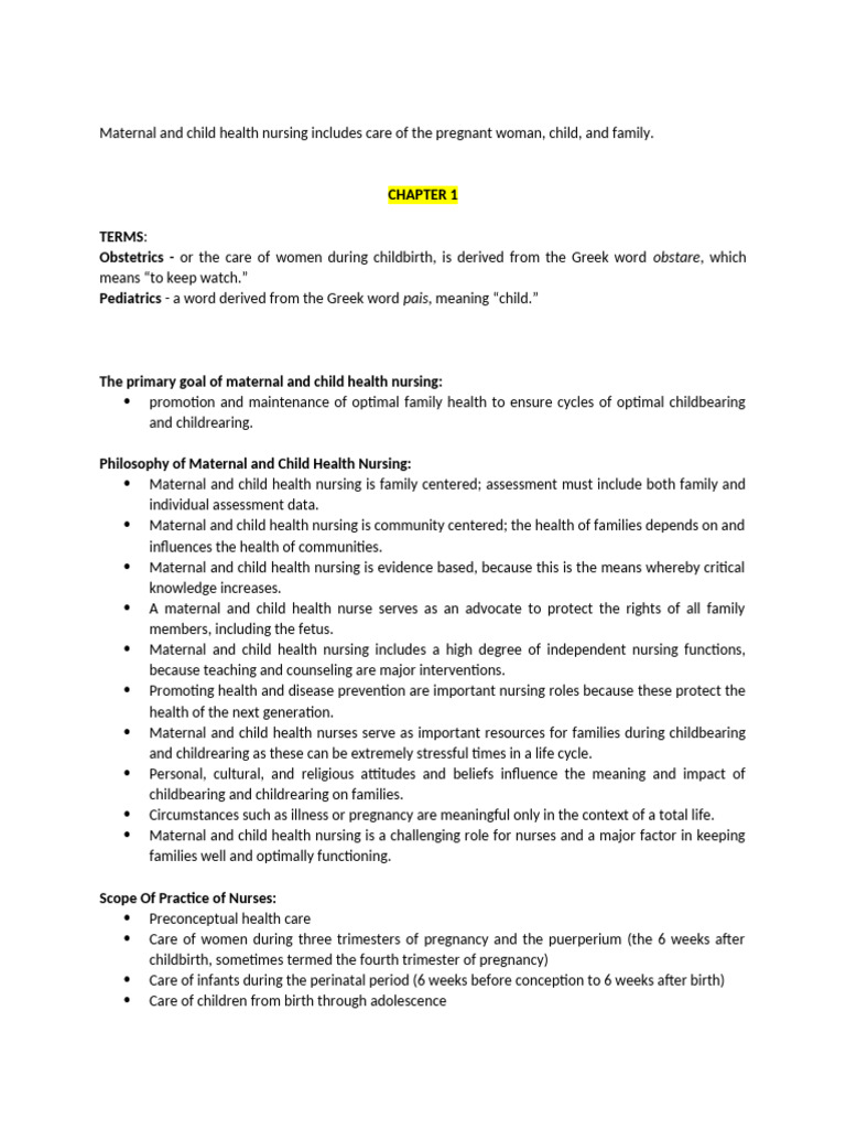 Maternal and Child Health Nursing Guide | PDF | Pregnancy | Maternal Death