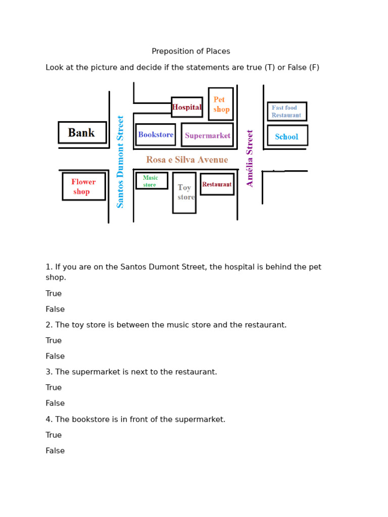 Prepositions of Place Quiz | PDF