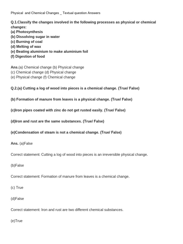Physical vs Chemical Changes Explained | PDF | Sodium Carbonate ...