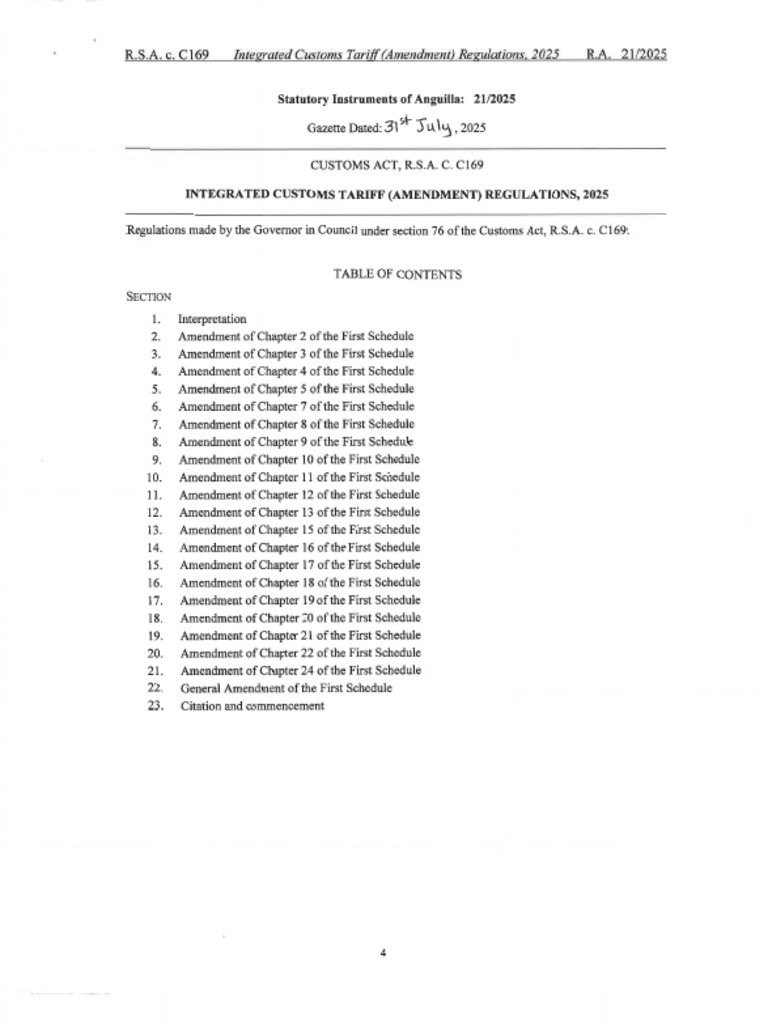 Integrated Customs Tariff (Amendment) Regulations 2025 | PDF