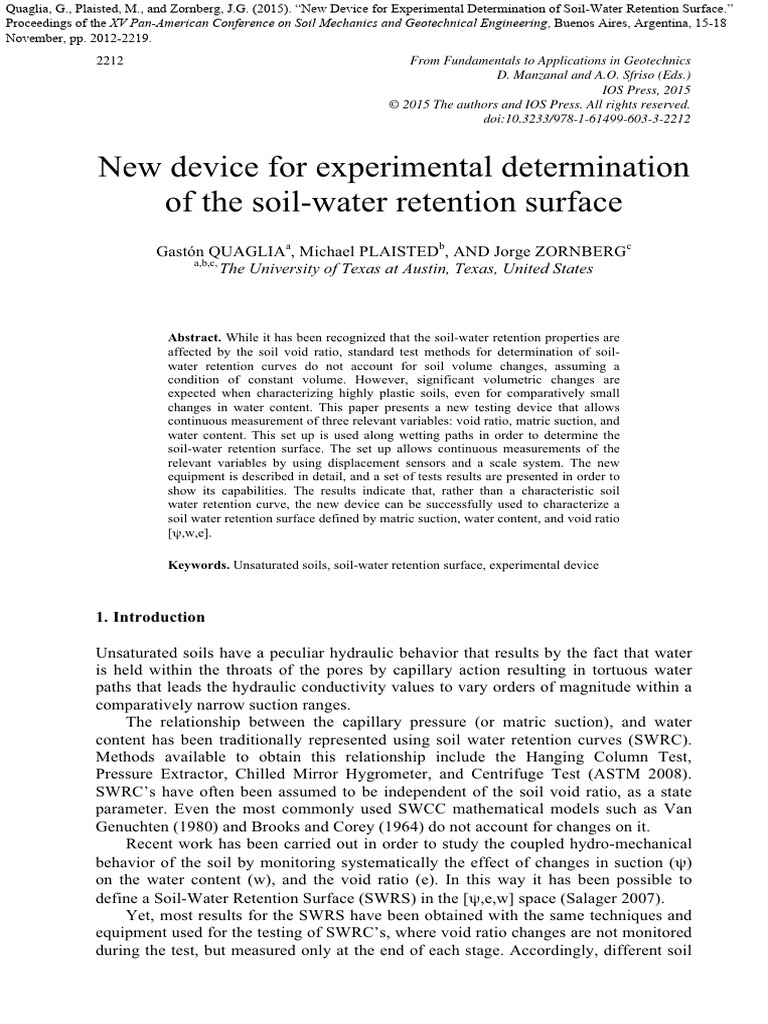 New Device for Soil-Water Retention Testing | PDF | Applied And ...