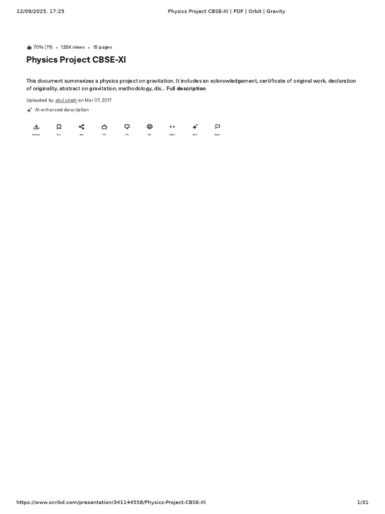 Physics Project Gravity | PDF | Scribd