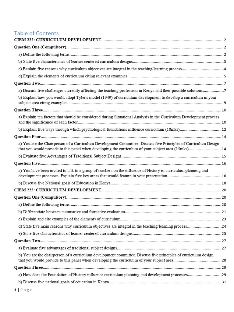Curriculum Development in Kenya: Key Concepts | PDF | Educational ...
