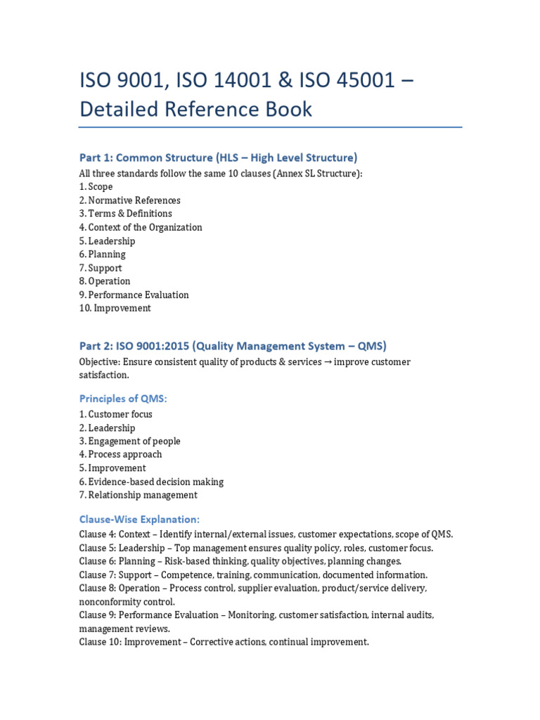 ISO 9001, 14001 & 45001 Overview Guide | PDF | Quality Management ...