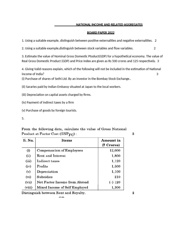 National Income Analysis and Estimation | PDF | Gross Domestic Product ...