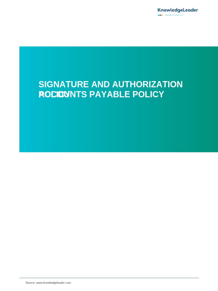 Signature and Authorization Policy Samples | PDF | Accounts Payable ...