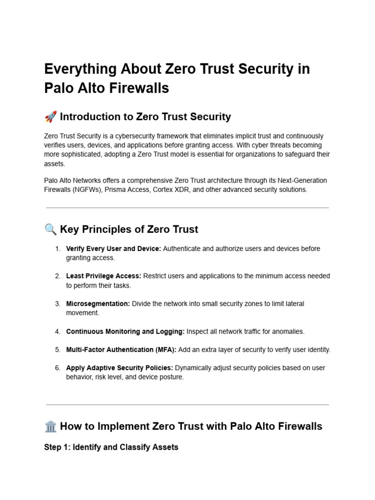 Implementing Zero Trust with Palo Alto | PDF | Security | Computer Security