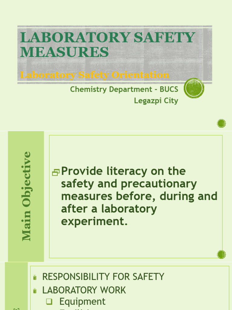 Lab Lec 1a - Laboratory Safety Measures | PDF | Laboratories ...