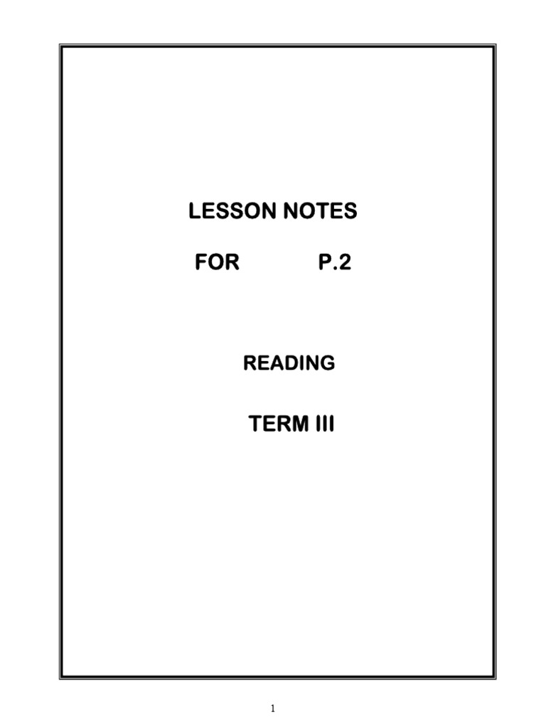 P.2 Reading Lesson Notes: Peace & Security | PDF | Child Protection ...