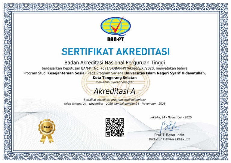 Sertifikat Akreditasi Kesejahteraan Sosial s1 | PDF