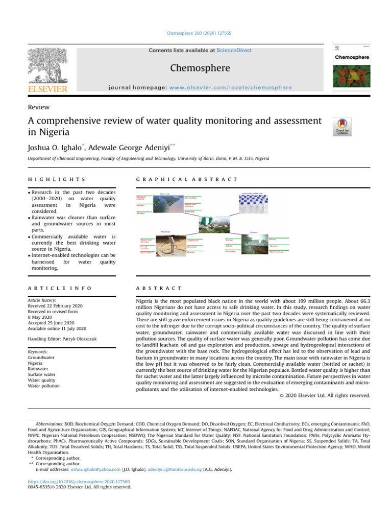 Water Quality Assessment in Nigeria | PDF | Water | Natural Gas