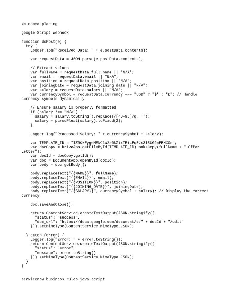 Google Script Webhook for Offer Letters | PDF | Computing | Computer ...