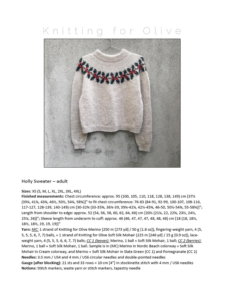 Holly Sweater Knitting Pattern Guide | PDF | Knitting | Fair Isle ...