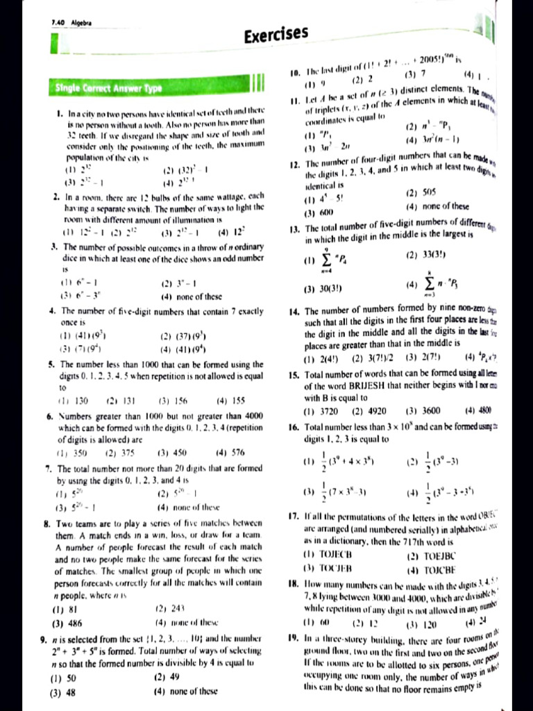 Algebra Combinatorics Exercises | PDF | Abstract Algebra | Mathematics