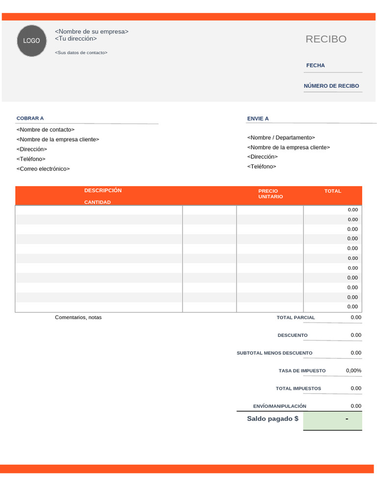 ES Cash Receipt Template 3 Word | PDF