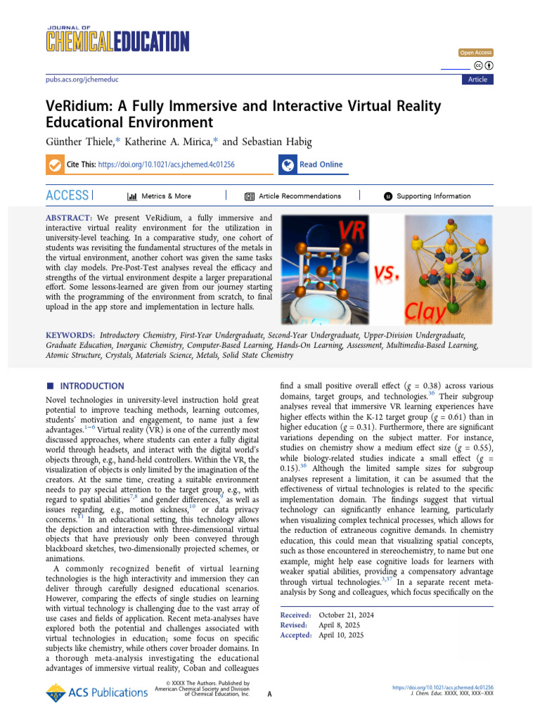 VeRidium: Immersive VR in Chemistry Education | PDF | Virtual Reality ...