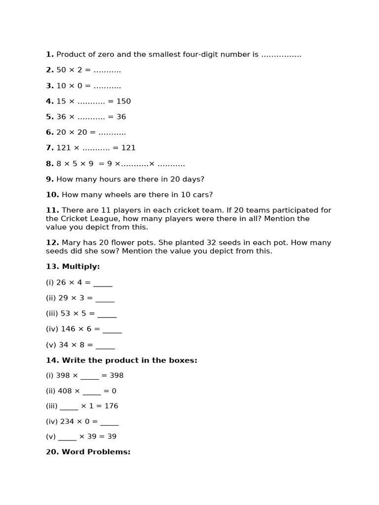 Worksheet Multiplication | PDF