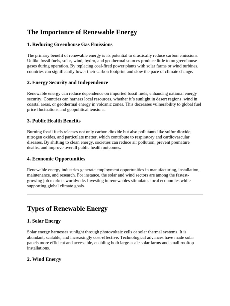 Benefits and Challenges of Renewable Energy | PDF | Renewable Energy ...