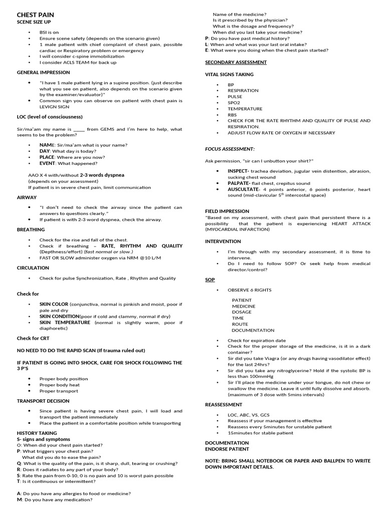 CHEST 20PAIN 20 - 20sample 20algorithm | PDF | Thorax | Myocardial ...