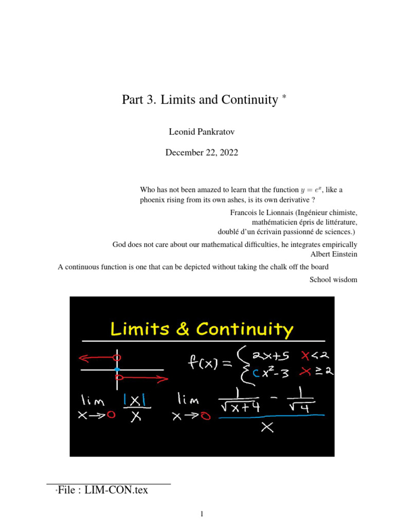 Lim Con | PDF | Limit (Mathematics) | Function (Mathematics)