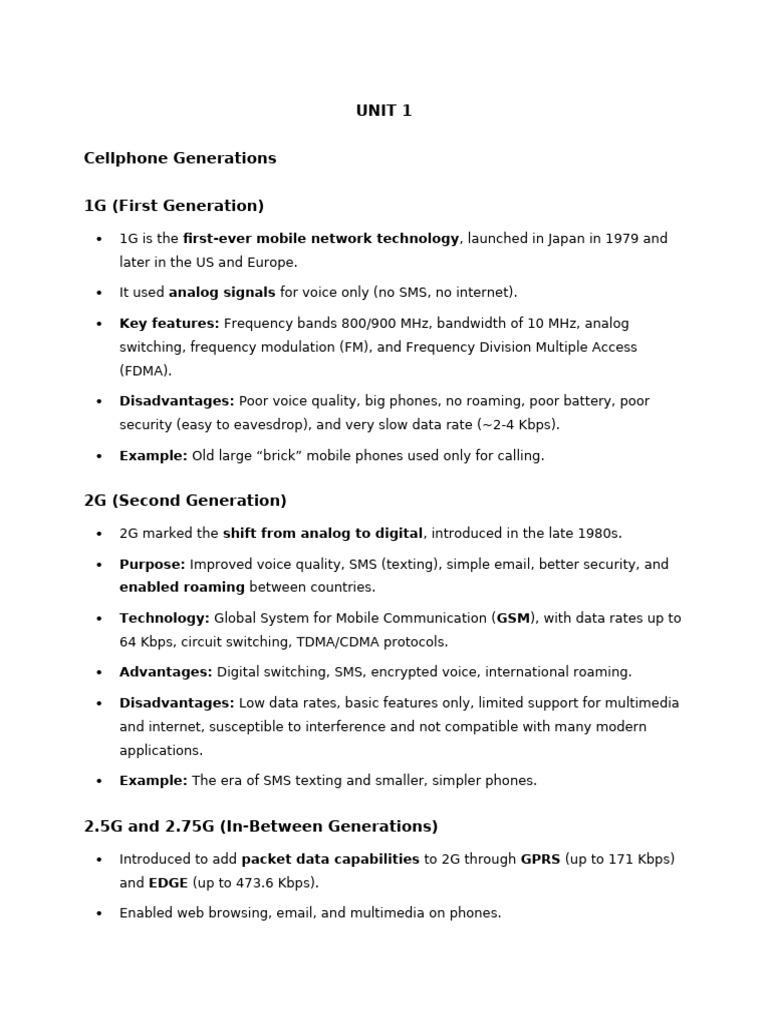 Mobile Network Generations Overview | PDF | Channel Access Method | 4 G