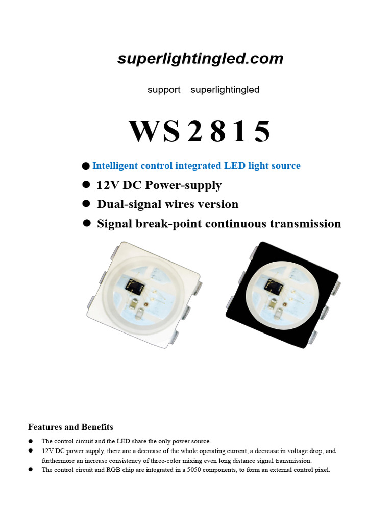 WS2815 12v Addressable Led Chip Specification | PDF | Electronic ...