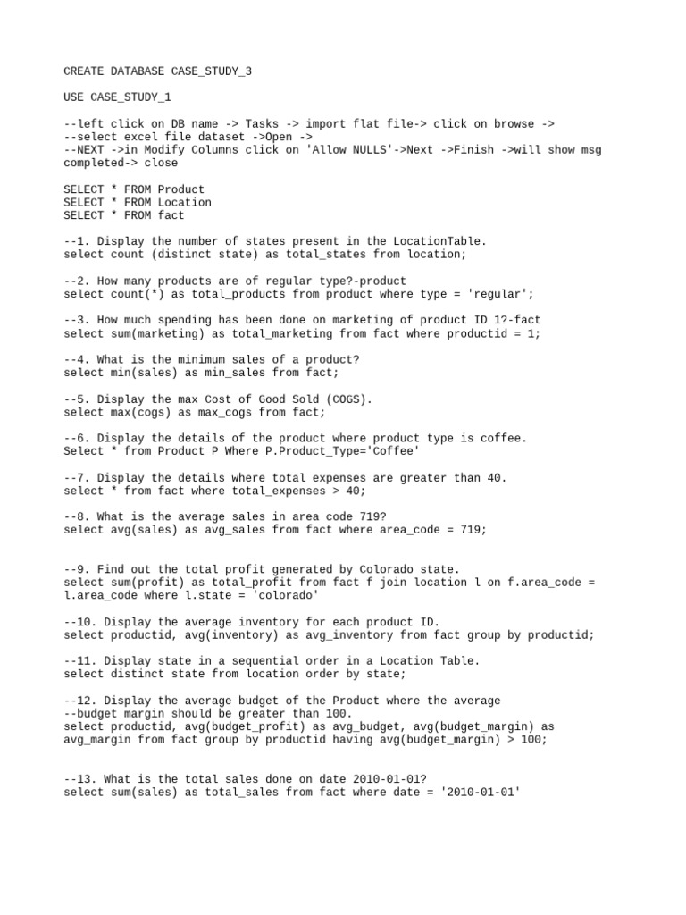 SQL Queries for Database Analysis | PDF | Computing | Information ...