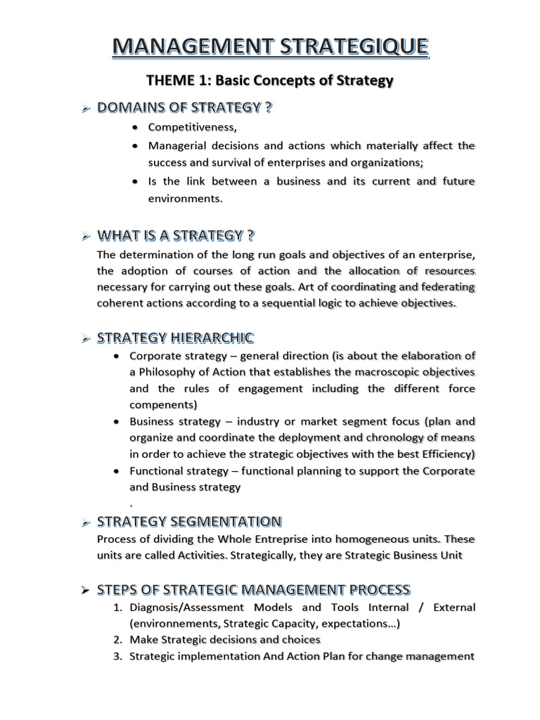 Strategy Concepts and Assessment Tools | PDF | Strategic Management ...