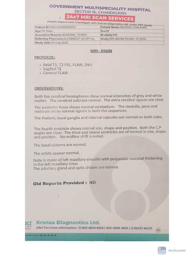MRI Reports | PDF