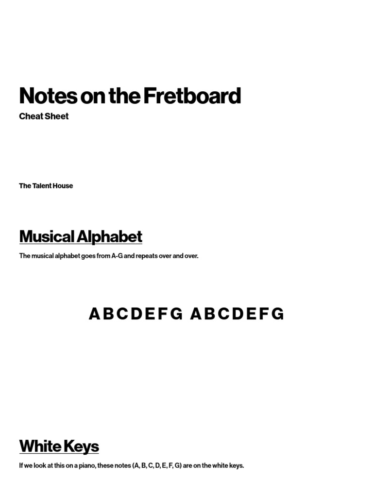 Fretboard Note Names Cheat Sheet | PDF | Guitars | Musical Compositions