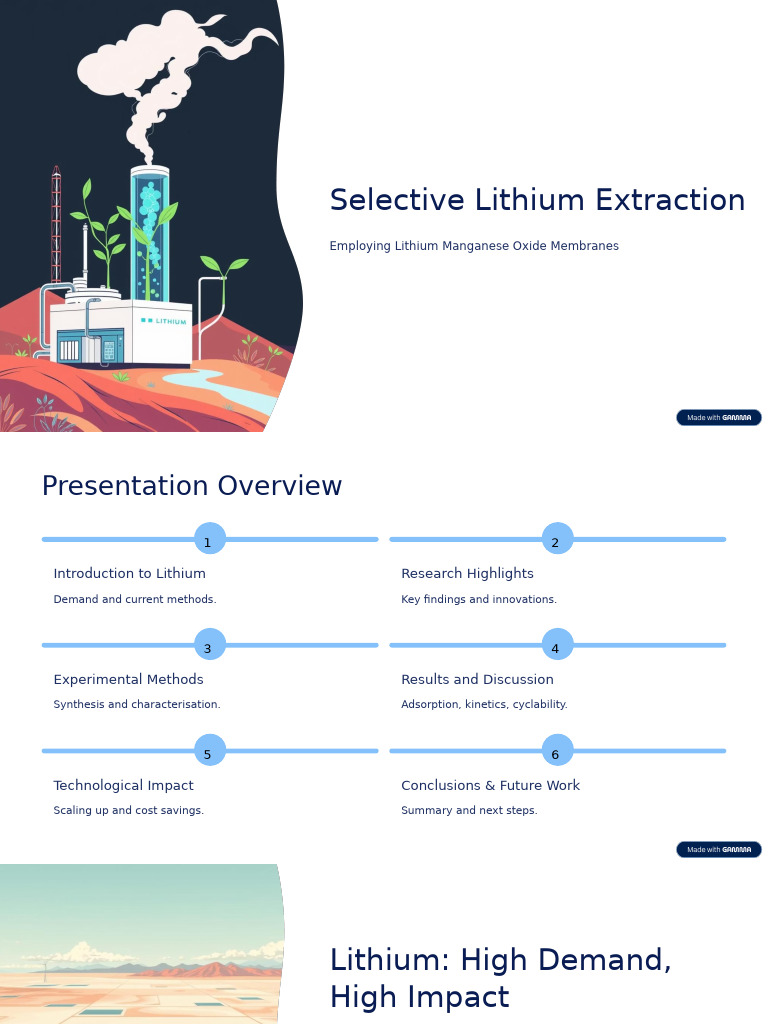 Selective Lithium Extraction | PDF | Adsorption | Lithium