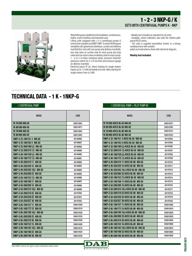 Dab Ts 1-2-3 NKP-G K Eng | PDF | Pump | Chemical Engineering
