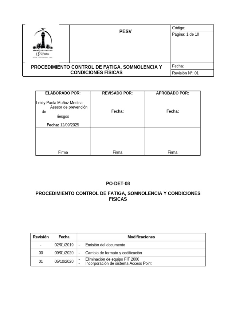 Control de Fatiga y Somnolencia en Conductores | PDF | Seguridad y ...