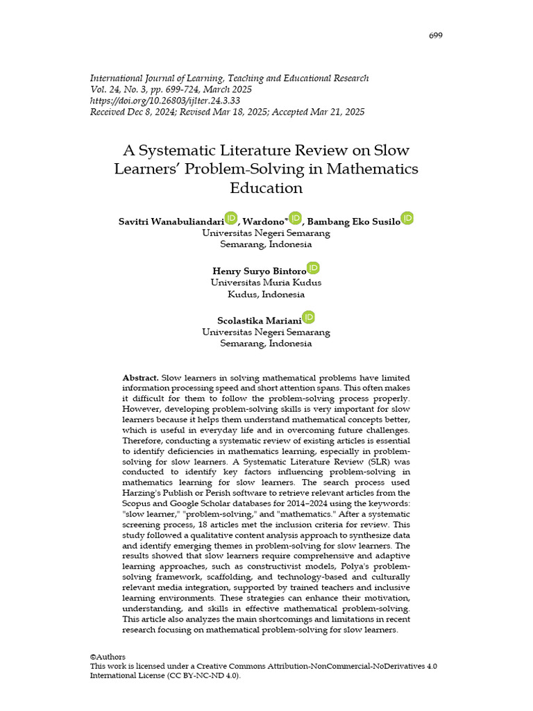 Slow Learners' Math Problem-Solving Review | PDF | Learning ...