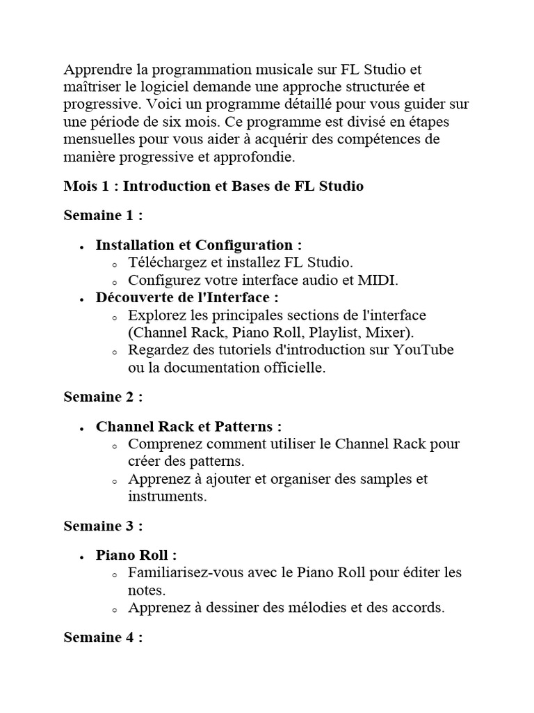 Programme Complet pour FL Studio | PDF