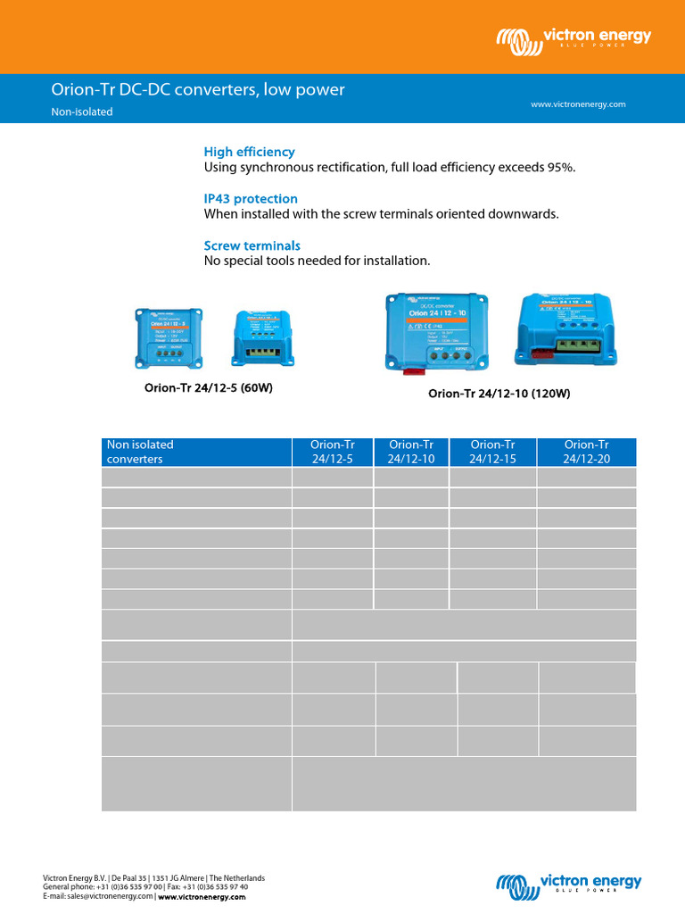 Datasheet Orion TR DC DC Converters Low Power, Non Isolated en | PDF ...