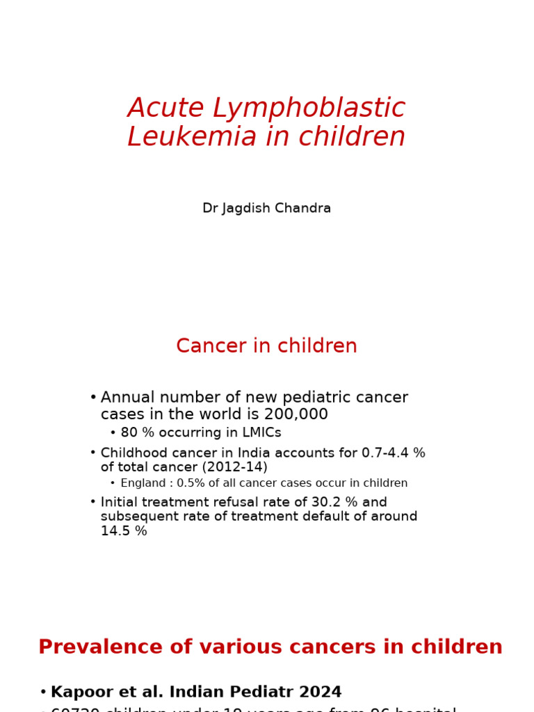 Acute Lymphoblastic Leukemia in Children | PDF | Leukemia | Diseases ...