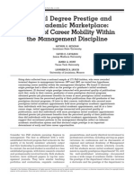Doctoral Degree Prestige and the Academic Marketplace a Study of Career Mobility Within the Management Discipline-Web of Science