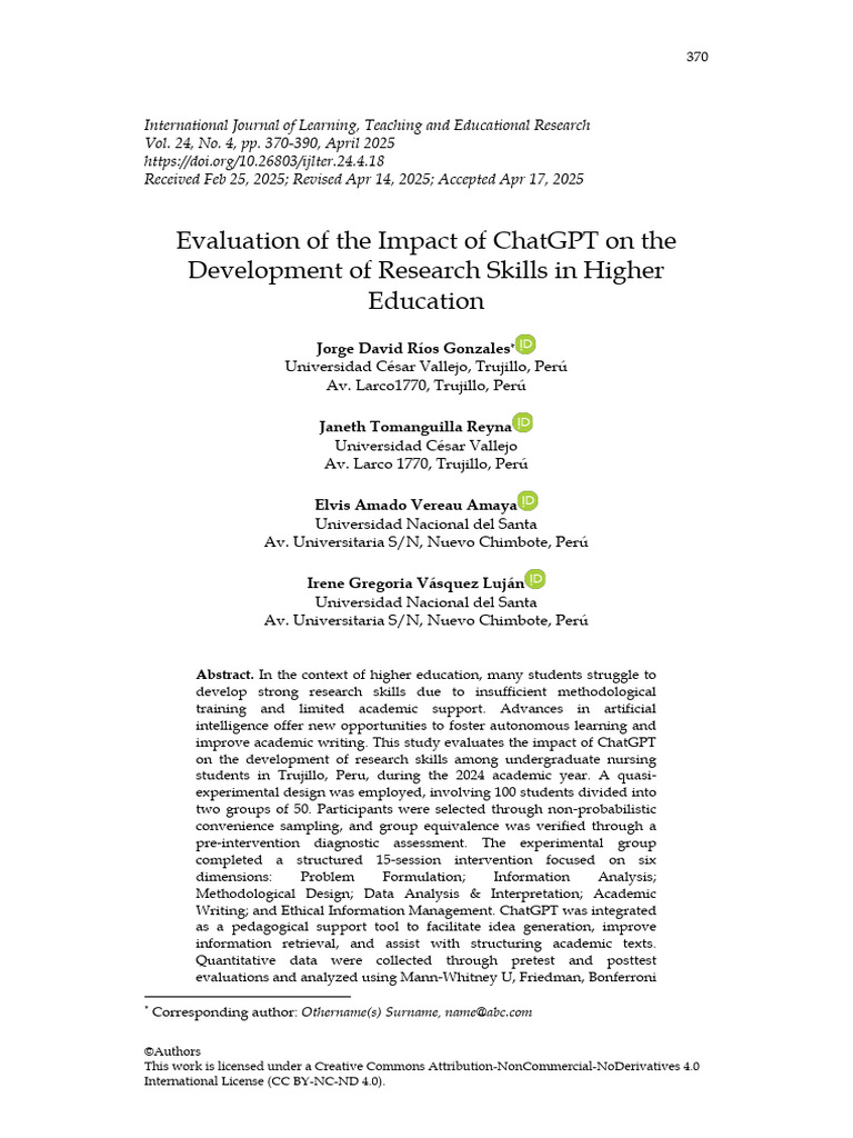 ChatGPT's Role in Enhancing Research Skills | PDF | Cognitive Science ...