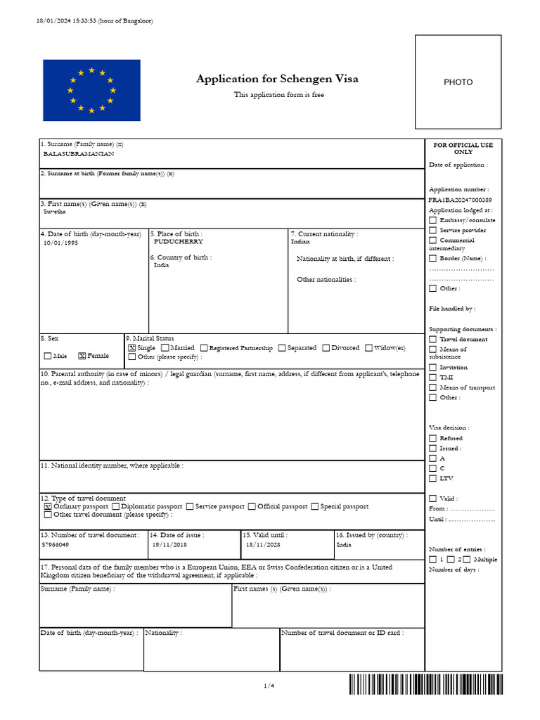 Schengen Visa Application Form Guide | PDF | Travel Visa | Fee