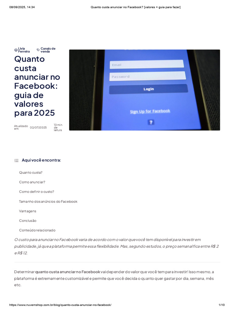 Quanto Custa Anunciar No Facebook - (Valores + Guia para Fazer) | PDF ...
