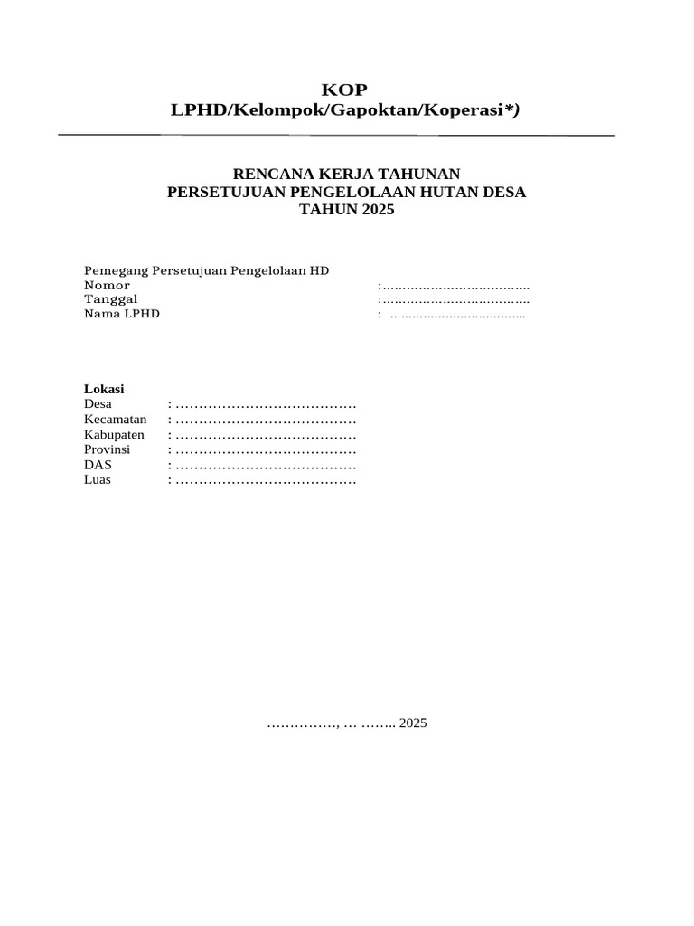 Rencana Kerja Pengelolaan Hutan 2025 | PDF