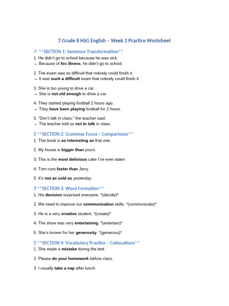 Grade 8 English Practice Worksheet | PDF | Pollution | Waste